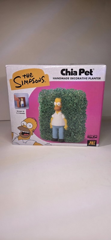 The Simpsons Homer Chia Pet Handmade Decorative Planter DAMAGED BOX.