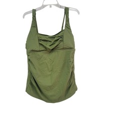 Women's Shirred Squareneck Tankini Top - Shade  Shore Green XL 16