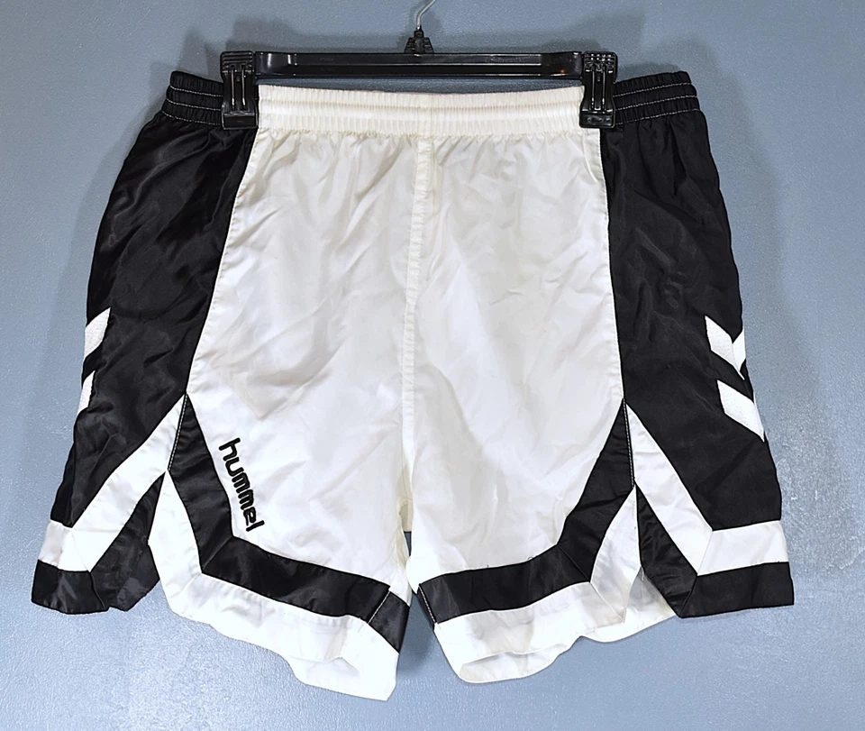 Hummel Retro Soccer shorts size men's large, 100% nylon, white & black - Image 3 of 4