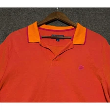 Vilbrequin polo shirt orange mens short sleeve collar lettering Large preppy