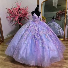 Lavender Quinceanera Dresses Lace Applique Corset Sweet 16 Party Prom Gowns