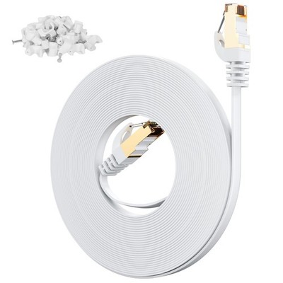 High-Speed Cat 7 Flat Ethernet Cable 75ft - Outdoor Shielded Network Cord, 10Gbp