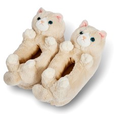 Ooohyeah Women's Fuzzy Cat Slippers Cute, Cozy, Non-Slip House Shoes, Molly