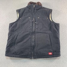 Dickies Vest Womens Medium Black Canvas Sherpa Lined Full Zip Insulated Workwear