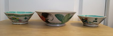 Three Antique Chinese Famille Rose Porcelain Footed Bowls
