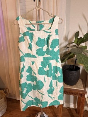Shoshanna Floral Francesca Party/Cocktail Sheath Dress Teal/White Women s 10