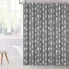 Arrows Shower Curtain Dark Grey Background Casual Style Machine Washable Bath...