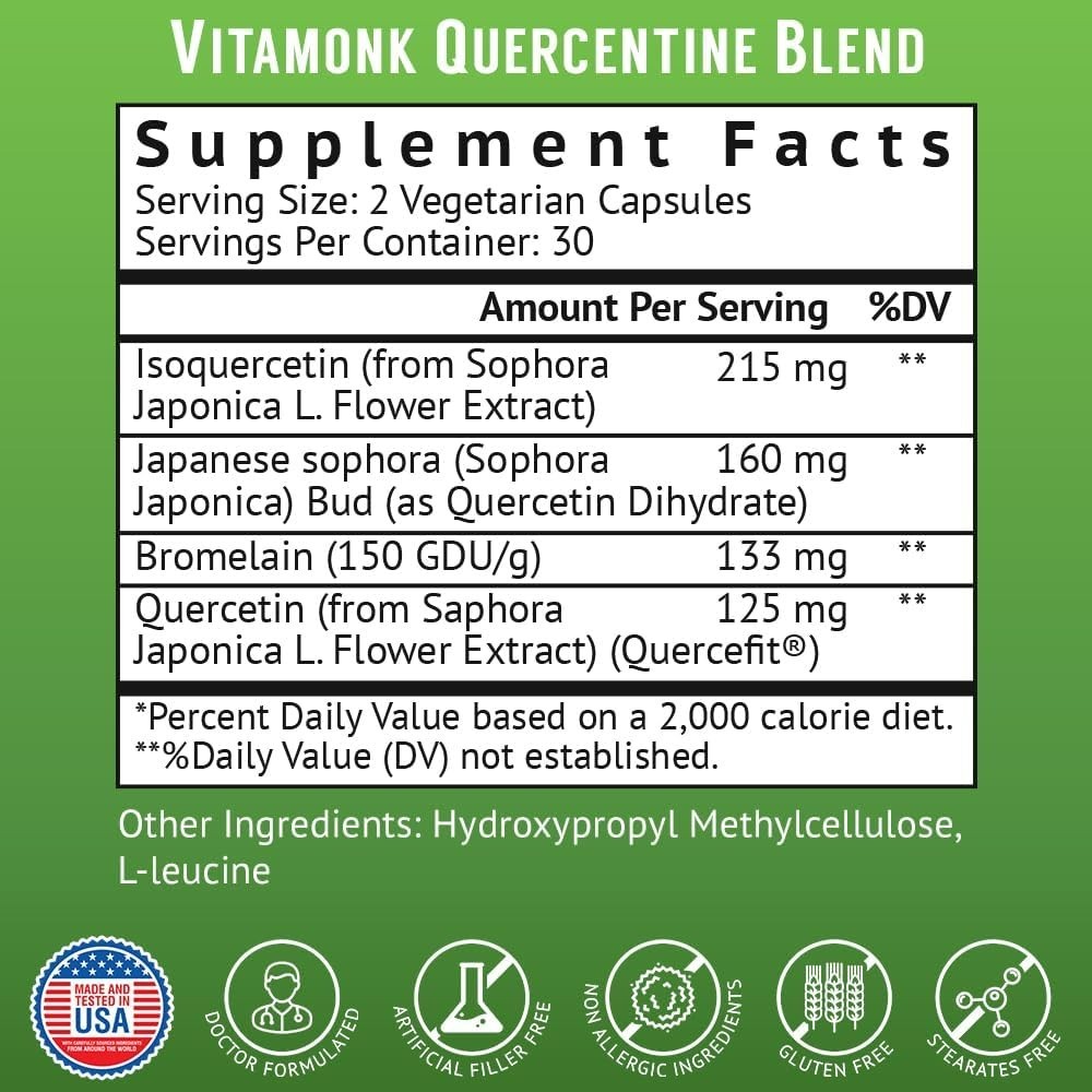 VitaMonk Quercetin Complex - 3 Bioactive Forms of Quercetin - Isoquercetin Qu...