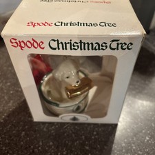 Vtg Spode 2002 Porcelain Puppy Dog With Stocking Xmas Tree Ornament NEW Box