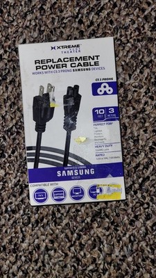 10ft Replacement 3-Pin Laptop/Monitor/PC/TV AC Power Cord Cable 3-Prong Charger