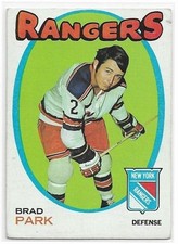BRAD PARK 1971-72 Topps Hockey card #40 New York Rangers VG/VG-
