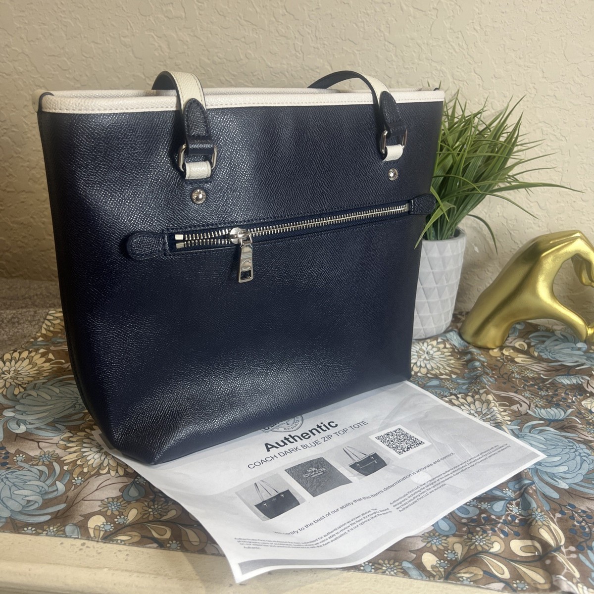 COACH City Tote B1757-F59855 Carryall Bag Purse Dark Blue Ivory
