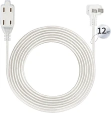 12 FT Clear Indoor Extension Cord, 3 Outlet, UL-Certified, 2 Prong, 7A