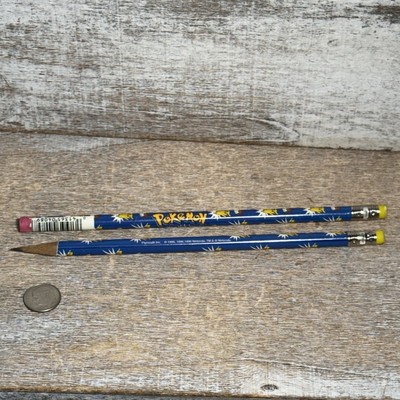 Lot of 2 Vintage 90's Nintendo Pokemon Pencils Gotta Catch Em All! Pikachu Ball