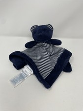 Ralph Lauren Polo Bear Plush Lovey Security Blanket Navy Blue White Stripe