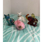 New ListingFenton Hand Painted Signed Art Glass Mini Animal Figurines Lot of 5