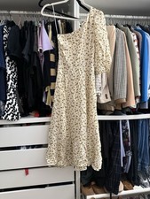 Reformation Floral Yellow One Shoulder Midi Dress Size 0