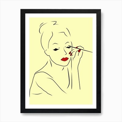 Frau macht Make-up Kunstdruck Gerahmtes Wandbild Poster Leinwanddruck Bild