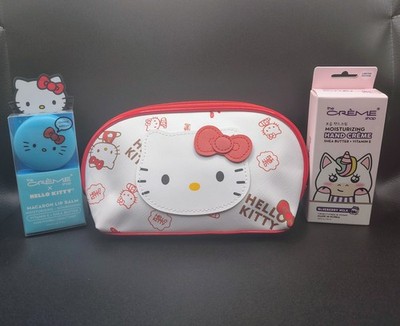 Hello Kitty Travel Makeup bag With The Creme Shop Hand Lotion And Lip Balm