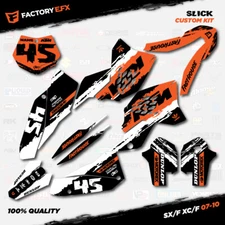 Black White Orange Slick Racing Graphics Kit fit KTM 07-10 SX Sxf XC 125 250 450