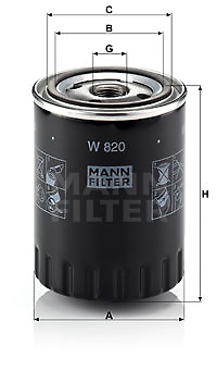 Filtro Olio Mann-Filter W 820 for Citroën / Kioti - Foto 2 di 3