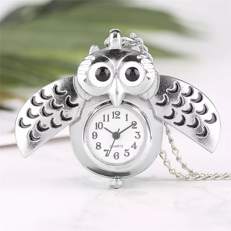 Mini Cute Silver Owl Pocket Watch Unique Necklace Chain Gift for Girls Boys Kids eBay