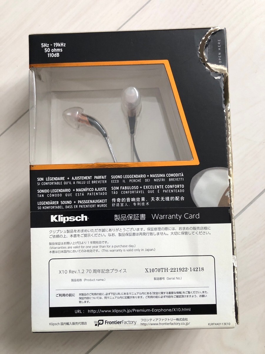 Klipsch X10 Earphone Headphone Music Wired Full Range w