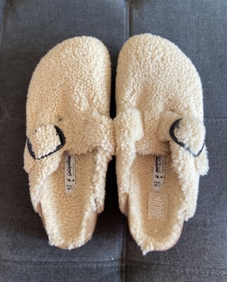 Birkenstock Papillio Boston Big Buckle Platform Shearling Eggshell