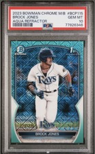 2023 Bowman Mega Box *Aqua* Mojo Refractor BROCK JONES 1st 029/225 Rays - PSA 10
