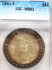 1891-S MORGAN SILVER DOLLAR ICG MS61