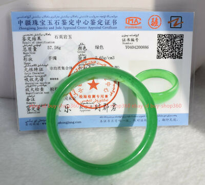 Natural Green Jade Gems Bangle Bracelet 56-62mm Jewelry +Certificate