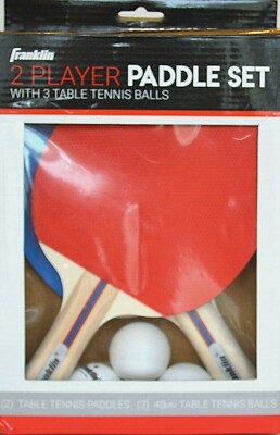 Franklin Sports 2 Player Paddle Set w/ 3 40mm Table Tennis Balls NEW