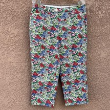 Talbots Floral Pants Womens Size 8 Chino Trouser Multi Blossom Spring Garden
