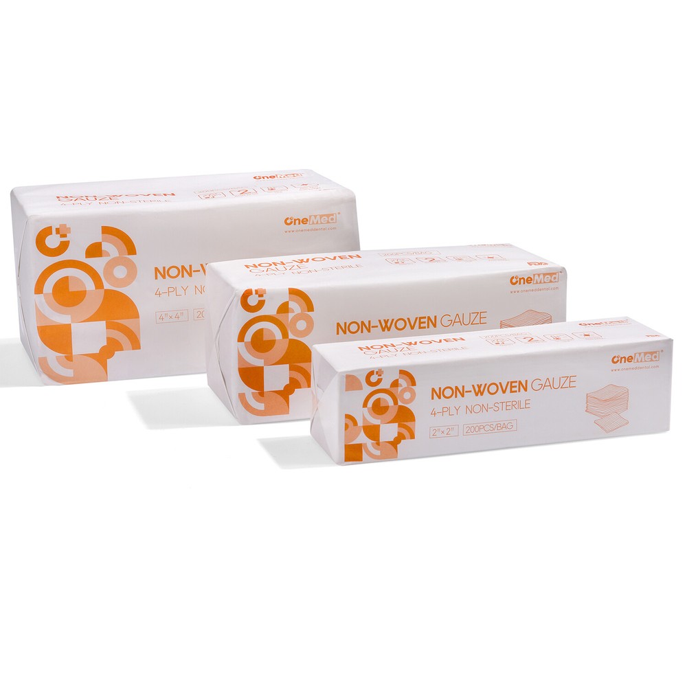 OneMed Dental Gauze Pads Non-Woven Sponge 4-Ply ,Non-Steril,Available in 3 Sizes