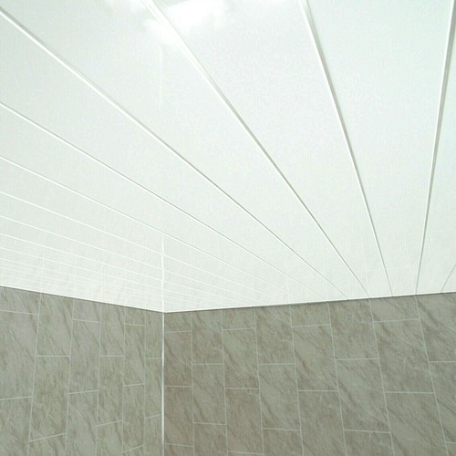 10 Gloss White Chrome Bathroom Kitchen Ceiling Cladding Panels Wet Wall PVC 5mm - Picture 7 of 11