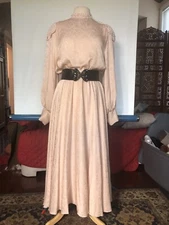 RINA DI MONTELLA DRESS SILK PEACH High Neck Victorian Edwardian SIZE 10 VTG