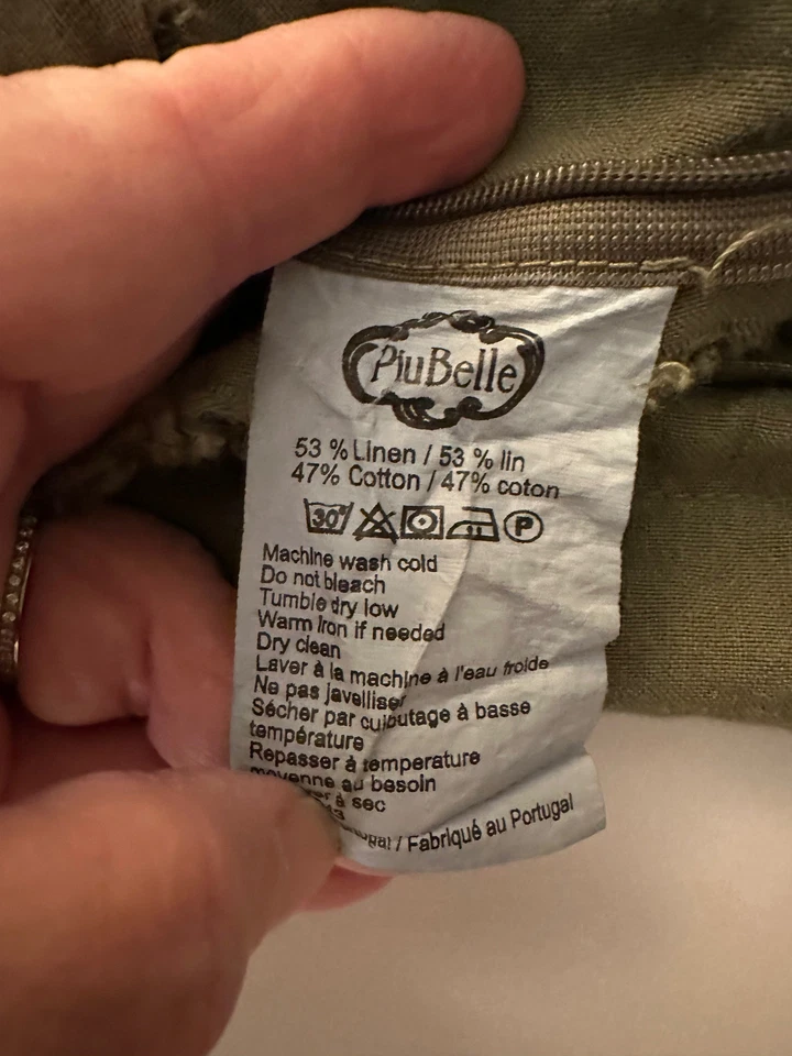 Piu Belle verde oliva lino algodón EURO farsa 26 x 26 Foto 3 de 3