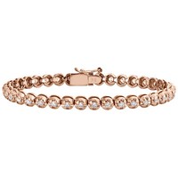 "10K Rose Gold Rund Diamant Krone Set Solitaire Zacken Set Armband 7 \" 2.07 Karat"