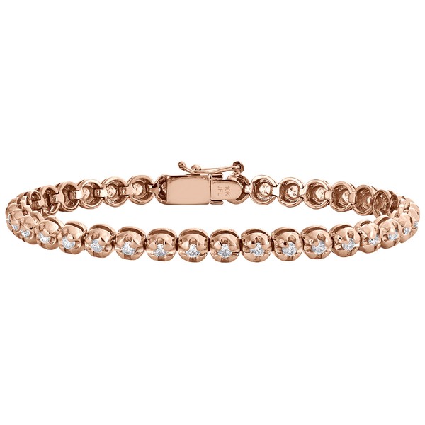 "10K Rose Gold Rund Diamant Krone Set Solitaire Zacken Set Armband 7 \" 2.07 Karat"-image