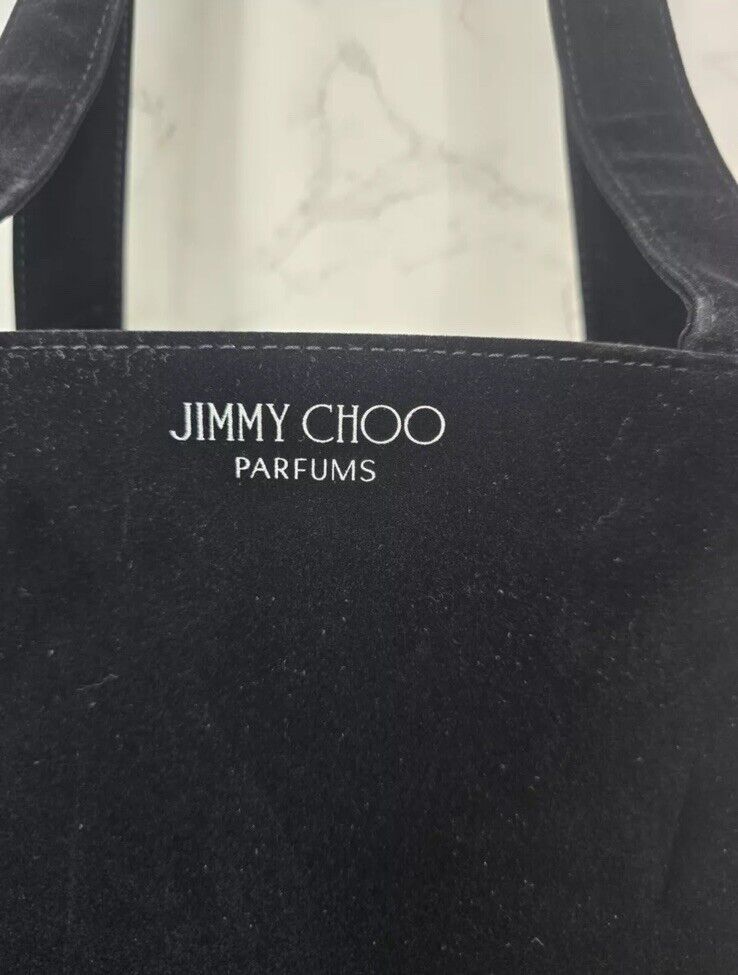 Jimmy Choo Tote Bag Black Velvet Silver Glitter Carry Jimmy Choo Tote Bag Black Velvet Silver Glitter Carry