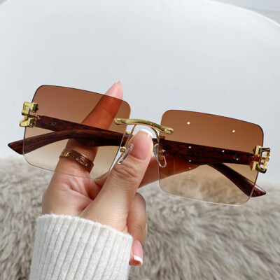 Fashion Rimless Square Sunglasses Retro Mens Women HIP HOP Shades Glasses UV400