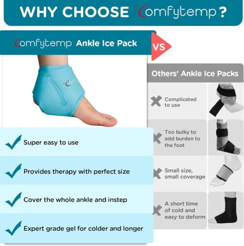 Comfytemp Ankle Ice Pack Wrap (1 Pack), Reusable Foot Ice Pack for Injuries, Hot - Picture 3 of 6