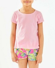 NEW Lilly Pulitzer GIRLS SONDRA PEPLUM TOP Pink Tropics Tint T Shirt M L XL
