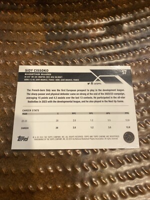 SIDY CISSOKO 2023-24 TOPPS CHROME ROOKIE NEGATIVE REFRACTOR RC