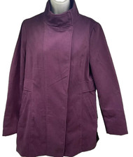 Atmosphere Size 14 Burgundy Double Breasted High Collar Popper Close Coat/jacket