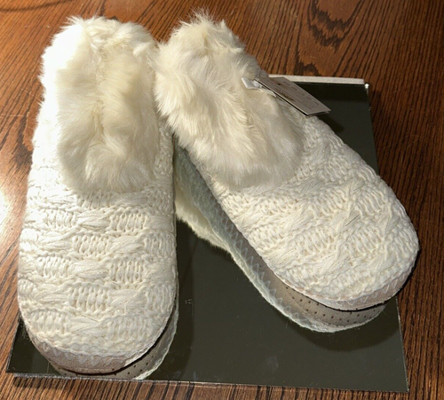 New * Comfort Warm Faux Fleece Slipper Book Sz L Silicone Dot Grips On Bottom