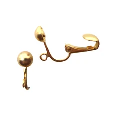 Clip On Non Pierced Earring Findings w Open Ring 6mm Half Ball Gold Tone 32 pc