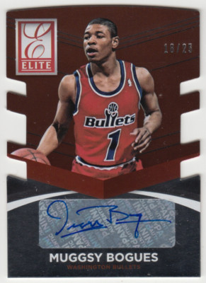 2014-15 Panini Donruss Elite Bullets Muggsy Bogues Die Cut Red Auto 18/ ...