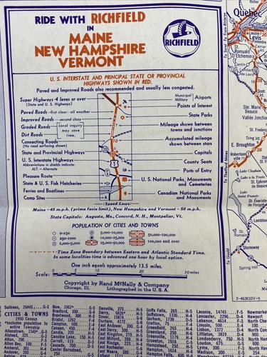 De colección. Estación de servicio petrolero Richfield 1957 mapa de viaje New Hampshire Vermont Maine - Imagen 8 de 12