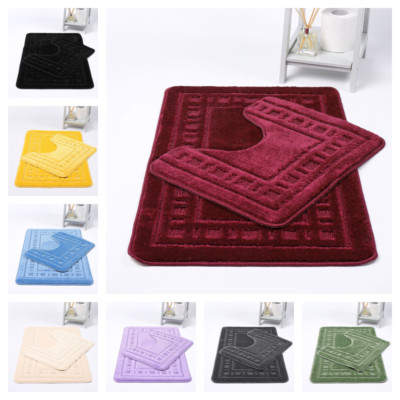 DIEM Badematte Sockelmatte 2 STÜCK wasserabsorbierend rutschfest WC Badteppiche
